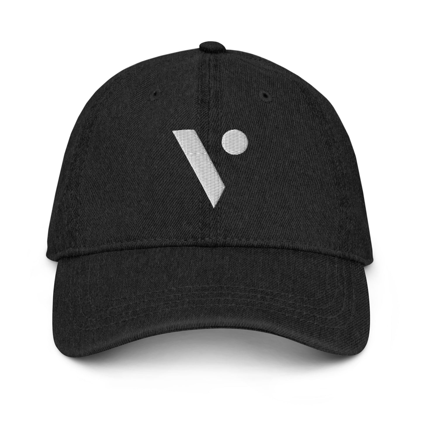 V Logo Embroidered Denim Hat