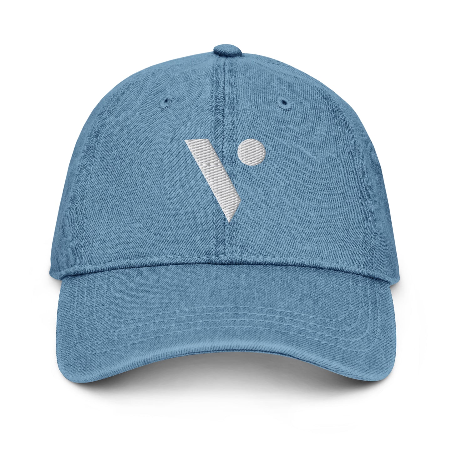 V Logo Embroidered Denim Hat