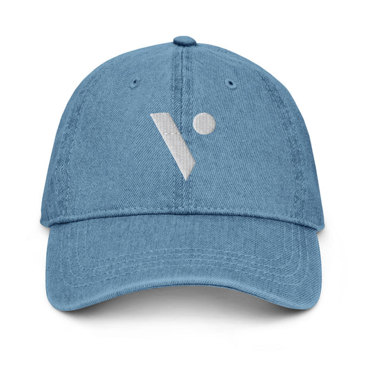 V Logo Embroidered Denim Hat