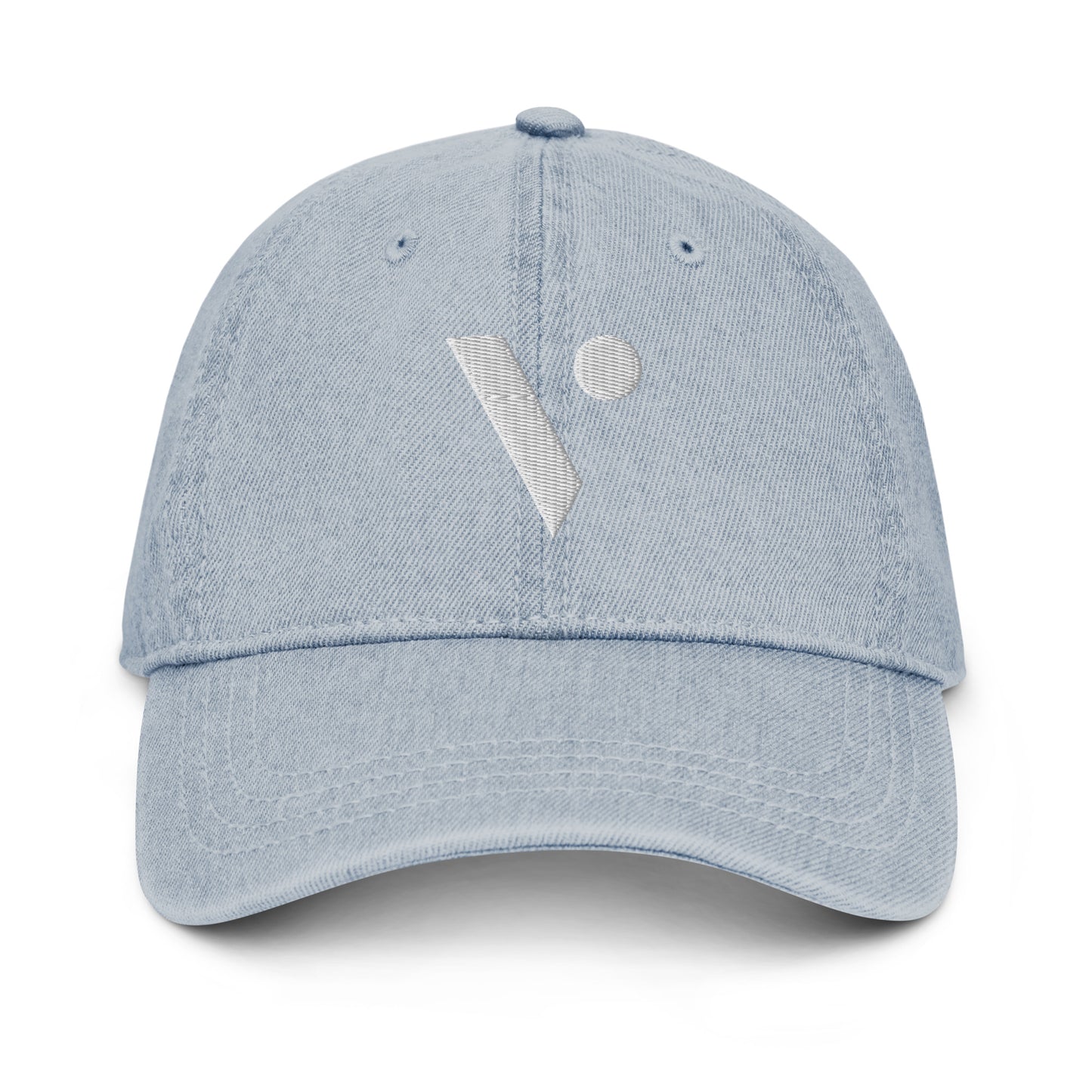 V Logo Embroidered Denim Hat